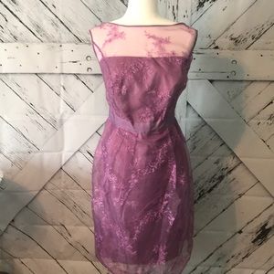 David’s Bridal bridesmaids dress. Wisteria color.